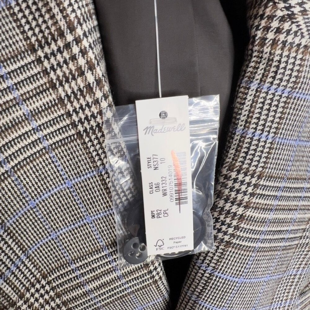 Madewell $238 The Kline Blazer Cooper Plaid Size 10 NS377 - Picture 11 of 14